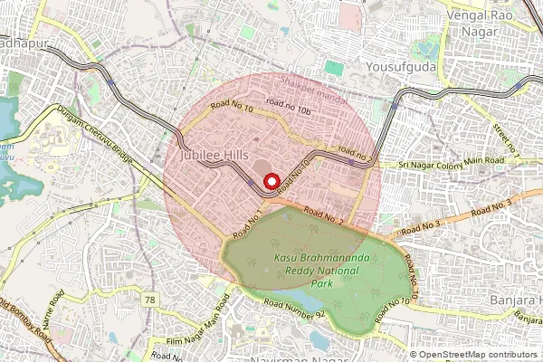 Map showing approximate area covered by Pincode 500033 — Dr.B R Ambedkar O.U  S.O, Hyderabad