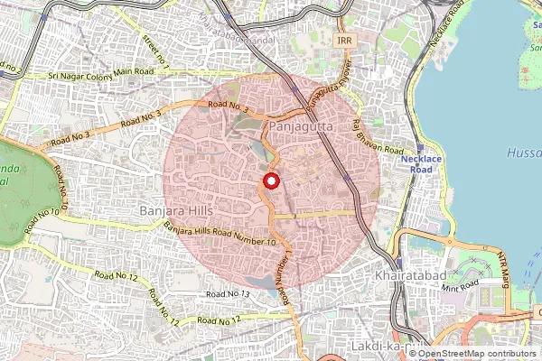 Map showing approximate area covered by Pincode 500034 — Banjara Hills S.O, Hyderabad