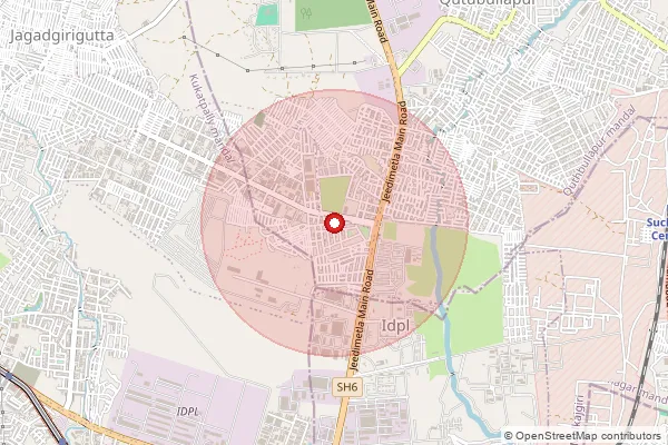 Map showing approximate area covered by Pincode 500037 — Balanagar Township S.O, Medchal Malkajgiri