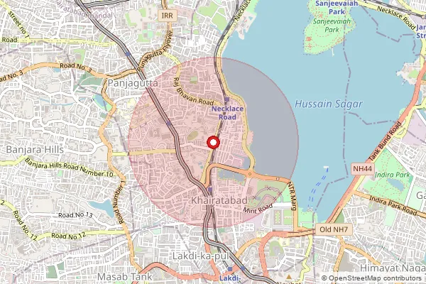 Map showing approximate area covered by Pincode 500041 — Raj Bhawan S.O, Hyderabad