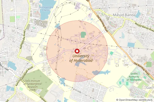 Map showing approximate area covered by Pincode 500046 — Cuc S.O, Ranga Reddy
