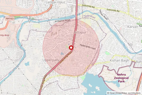 Map showing approximate area covered by Pincode 500048 — Hyderguda S.O, Ranga Reddy