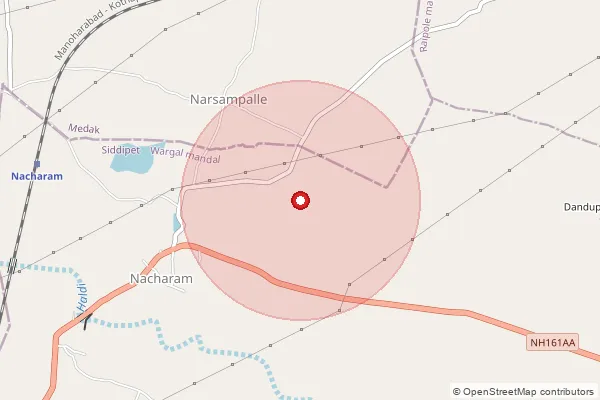 Map showing approximate area covered by Pincode 500050 — Chandanagar S.O, Ranga Reddy
