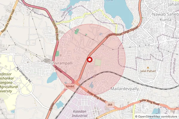 Map showing approximate area covered by Pincode 500052 — Gaganpahad B.O, Ranga Reddy