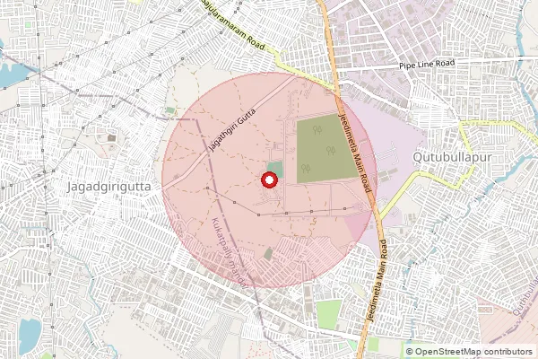 Map showing approximate area covered by Pincode 500054 — Hmt Township S.O, Medchal Malkajgiri