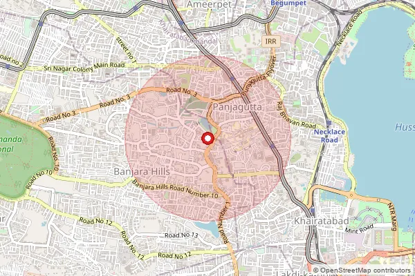 Map showing approximate area covered by Pincode 500057 — Vijay Nagar Colony S.O, Hyderabad