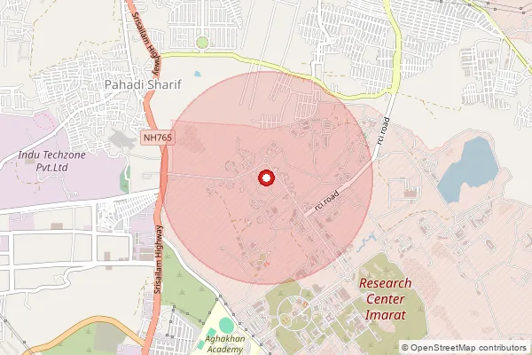 Map showing approximate area covered by Pincode 500069 — Research Centre Imarat S.O, Ranga Reddy