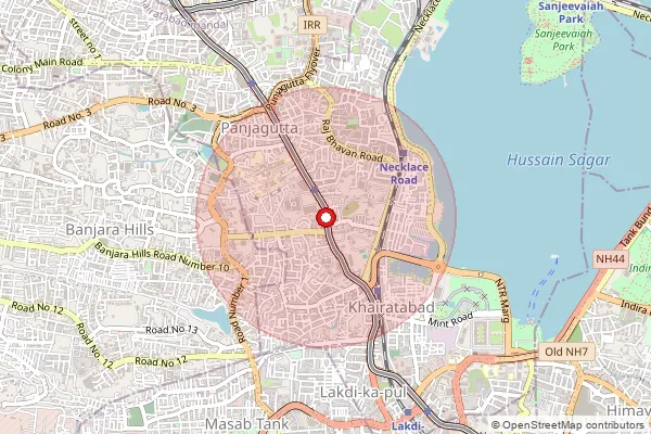 Map showing approximate area covered by Pincode 500082 — Somajiguda S.O, Hyderabad