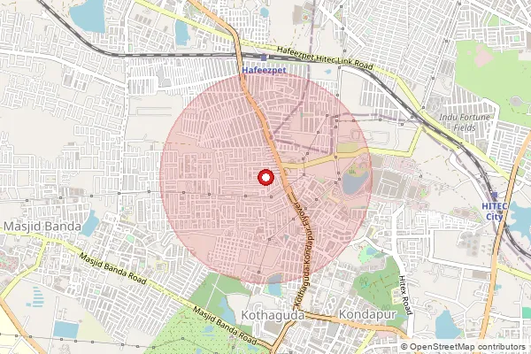 Map showing approximate area covered by Pincode 500084 — Kothaguda S.O, Hyderabad