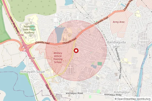 Map showing approximate area covered by Pincode 500086 — Don Bosco Nagar S.O, Ranga Reddy