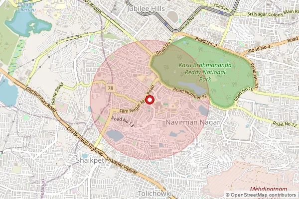 Map showing approximate area covered by Pincode 500096 — Film Nagar S.O, Hyderabad
