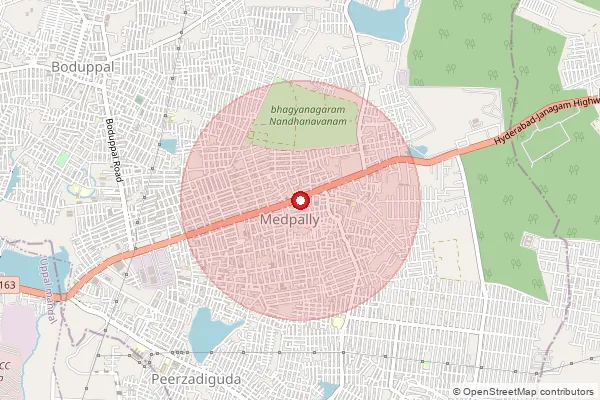 Map showing approximate area covered by Pincode 500098 — Medipalli S.O, Medchal Malkajgiri
