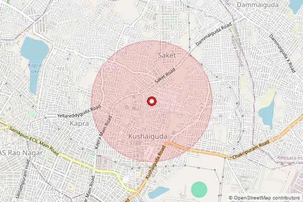 Map showing approximate area covered by Pincode 500103 — Jai Jawan Colony S.O, Medchal Malkajgiri
