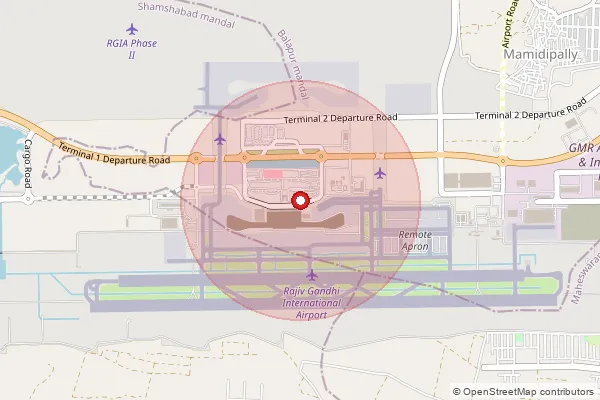 Map showing approximate area covered by Pincode 500108 — R.G.I. Airport S.O, Ranga Reddy
