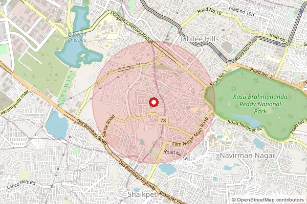 Map showing approximate area covered by Pincode 500110 — Prashasan Nagar S.O, Hyderabad