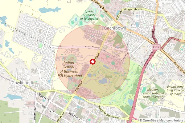 Map showing approximate area covered by Pincode 500111 — I S B Campus S.O, Ranga Reddy