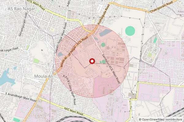 Map showing approximate area covered by Pincode 500962 — Ndc Ecil, Na