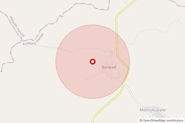 Map showing approximate area covered by Pincode 501106 — Malasomaram B.O, Vikarabad
