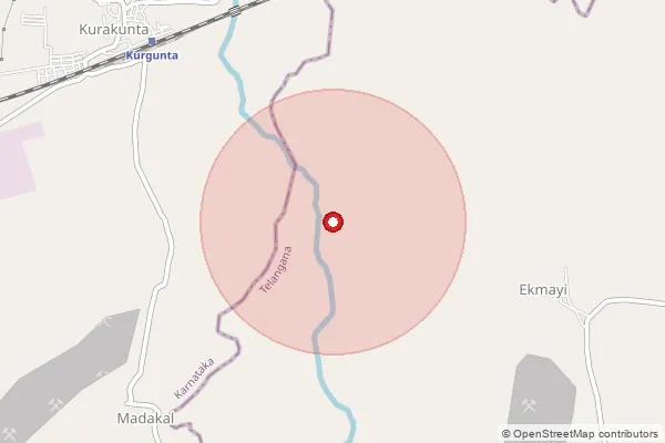 Map showing approximate area covered by Pincode 501143 — Chinnagottiga B.O, Vikarabad