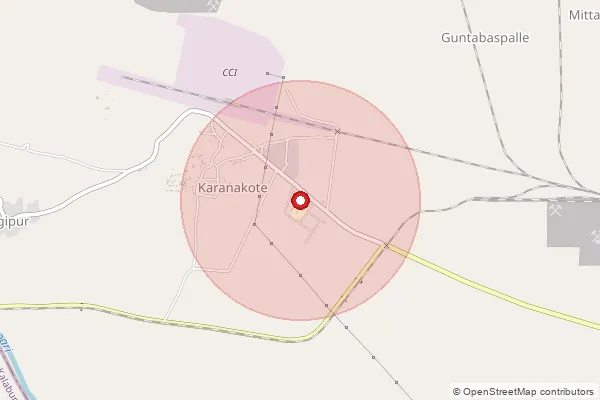 Map showing approximate area covered by Pincode 501158 — Mittabaspalle B.O, Vikarabad