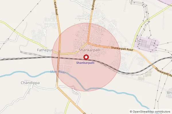 Map showing approximate area covered by Pincode 501203 — Mokila B.O, Ranga Reddy