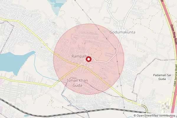 Map showing approximate area covered by Pincode 501302 — Rampallidiara B.O, Medchal Malkajgiri
