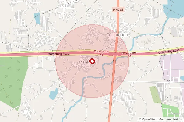 Map showing approximate area covered by Pincode 501359 — Rachaloor B.O, Ranga Reddy