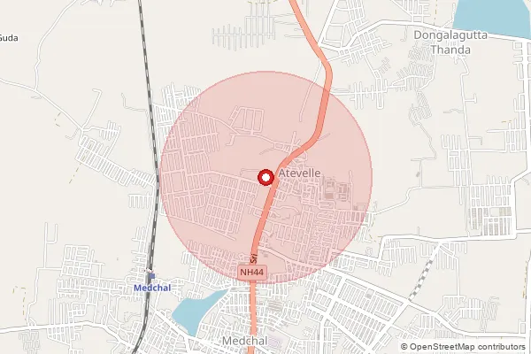 Map showing approximate area covered by Pincode 501401 — Girmapur B.O, Medchal Malkajgiri