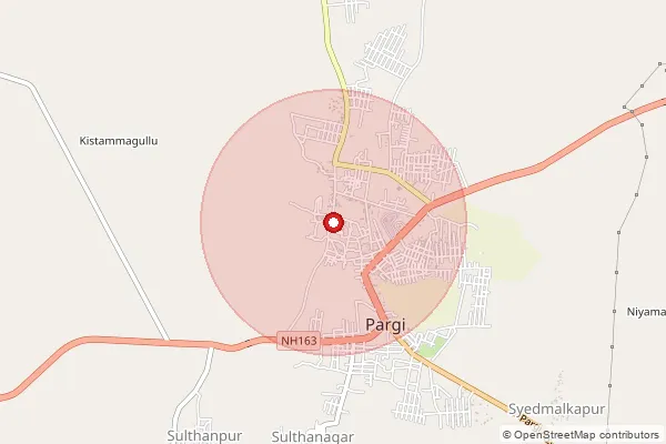Map showing approximate area covered by Pincode 501501 — Kistapur B.O, Vikarabad