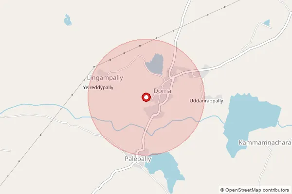 Map showing approximate area covered by Pincode 501502 — Badampalli B.O, Vikarabad