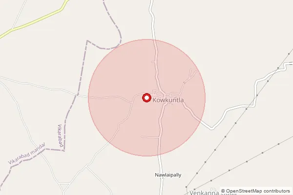 Map showing approximate area covered by Pincode 501503 — Devuniyerravalli B.O, Ranga Reddy