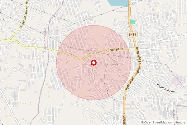 Map showing approximate area covered by Pincode 501510 — Seriguda B.O, Ranga Reddy