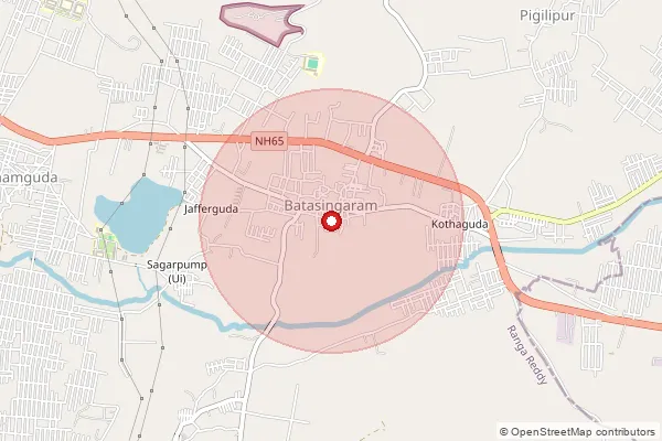 Map showing approximate area covered by Pincode 501512 — Anajpur B.O, Ranga Reddy