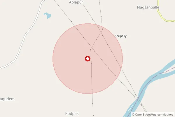 Map showing approximate area covered by Pincode 502001 — Sangareddy H.O, Sangareddy