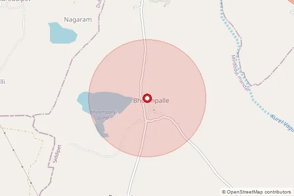 Map showing approximate area covered by Pincode 502102 — Narlapur Bo, Medak
