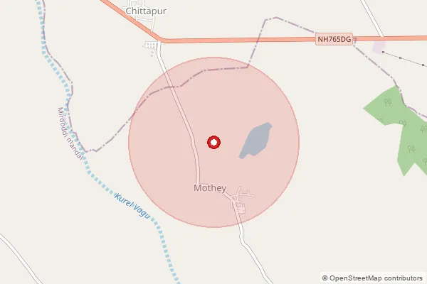 Map showing approximate area covered by Pincode 502108 — Gambheerpur B.O, Siddipet
