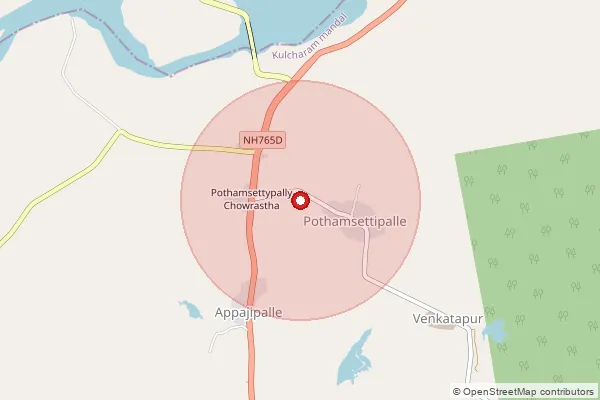 Map showing approximate area covered by Pincode 502109 — Perur B.O, Medak