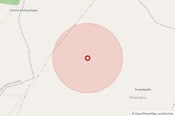 Map showing approximate area covered by Pincode 502114 — Irkode S.O, Siddipet