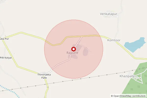 Map showing approximate area covered by Pincode 502117 — Rajpally S.O, Medak