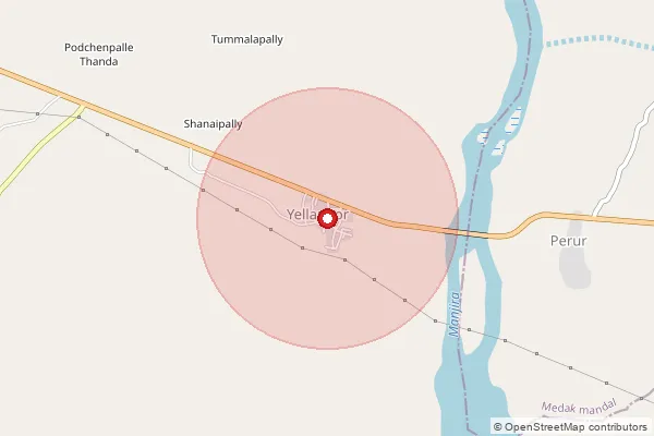 Map showing approximate area covered by Pincode 502125 — Laxminagar B.O, Medak