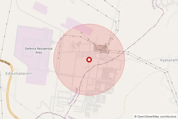Map showing approximate area covered by Pincode 502205 — O.F.Yeddumailaram S.O, Sangareddy