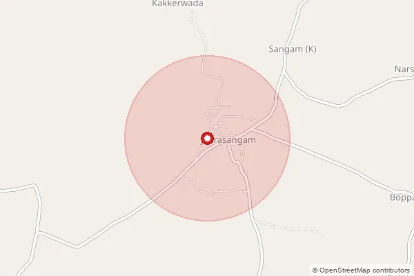 Map showing approximate area covered by Pincode 502246 — Jeerlapally B.O, Sangareddy