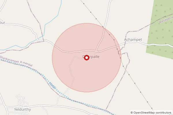 Map showing approximate area covered by Pincode 502255 — Chinna Shivnoor B.O, Medak