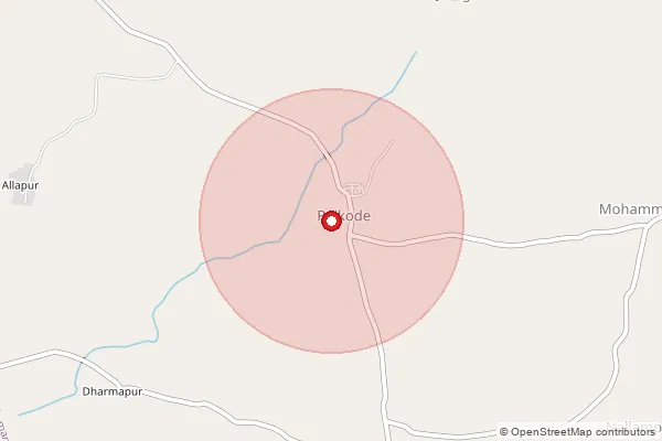 Map showing approximate area covered by Pincode 502257 — Pampad B.O, Sangareddy