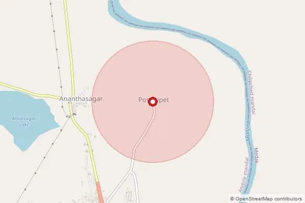 Map showing approximate area covered by Pincode 502270 — Neredigunta B.O, Sangareddy