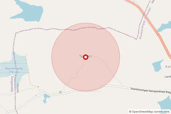 Map showing approximate area covered by Pincode 502271 — Jukal B.O, Medak