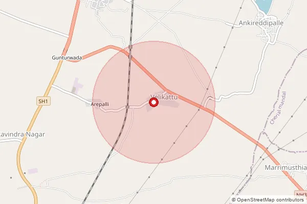 Map showing approximate area covered by Pincode 502277 — Ankireddipally B.O, Siddipet