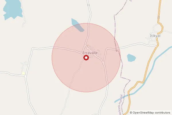 Map showing approximate area covered by Pincode 502279 — Erraballi B.O, Siddipet