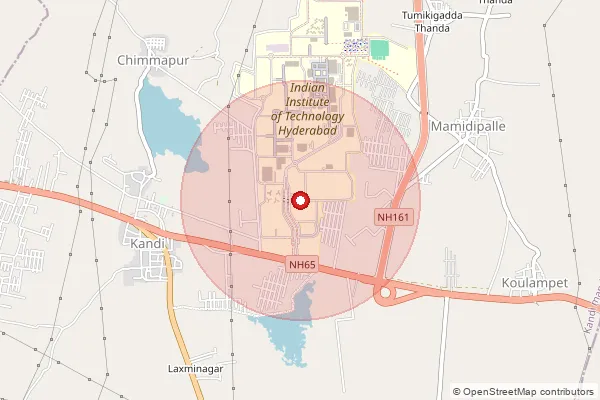 Map showing approximate area covered by Pincode 502284 — Iit Hyderabad So, Sangareddy