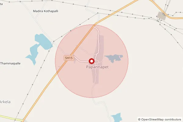 Map showing approximate area covered by Pincode 502303 — Lingaipally B.O, Medak